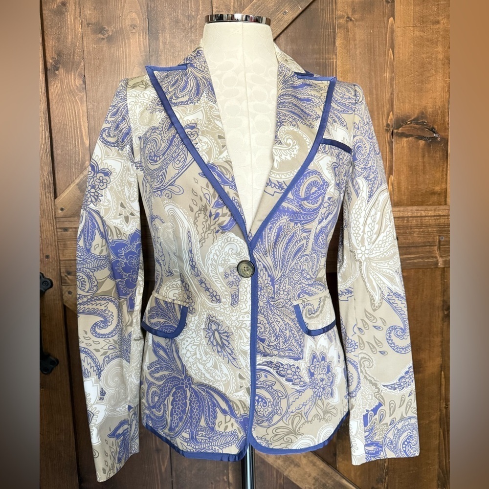 ETRO Milano Blue Paisley Print Blazer Woman’s Size IT 42 US 6